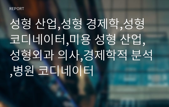 성형 산업,성형 경제학,성형 코디네이터,미용 성형 산업,성형외과 의사,경제학적 분석,병원 코디네이터