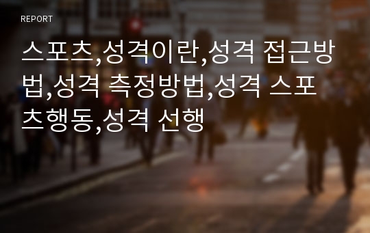 스포츠,성격이란,성격 접근방법,성격 측정방법,성격 스포츠행동,성격 선행