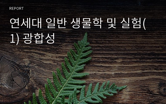 연세대 일반 생물학 및 실험(1) 광합성