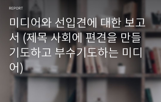 미디어와 선입견에 대한 보고서 (제목 사회에 편견을 만들기도하고 부수기도하는 미디어)