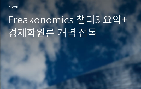 Freakonomics 챕터3 요약+경제학원론 개념 접목