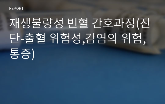 재생불량성 빈혈 간호과정(진단-출혈 위험성,감염의 위험,통증)