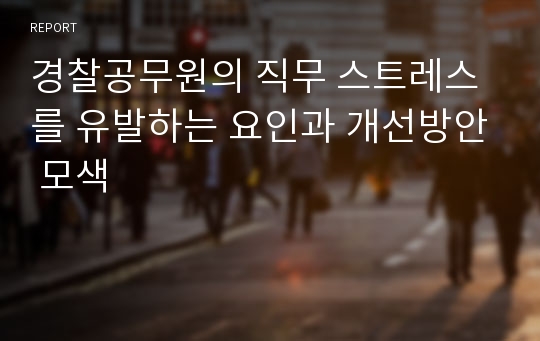 경찰공무원의 직무 스트레스를 유발하는 요인과 개선방안 모색