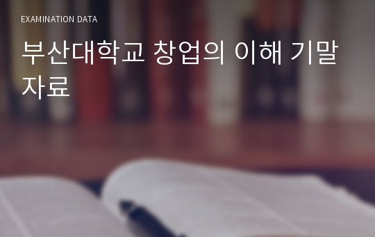 부산대학교 창업의 이해 기말자료