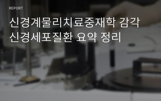 신경계물리치료중재학 감각신경세포질환 요약 정리