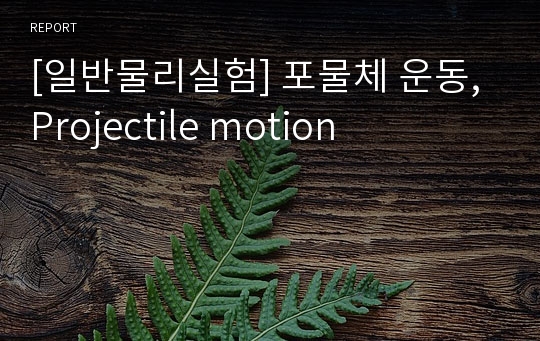 [일반물리실험] 포물체 운동, Projectile motion