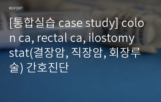 [통합실습 case study] colon ca, rectal ca, ilostomy stat(결장암, 직장암, 회장루술) 간호진단