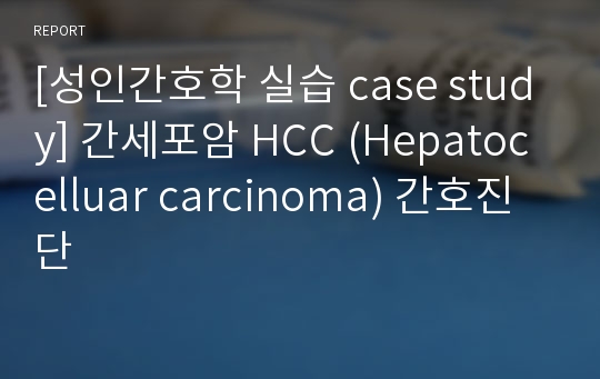 [성인간호학 실습 case study] 간세포암 HCC (Hepatocelluar carcinoma) 간호진단
