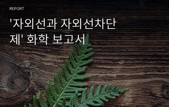 &#039;자외선과 자외선차단제&#039; 화학 보고서