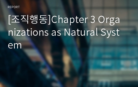 [조직행동]Chapter 3 Organizations as Natural System