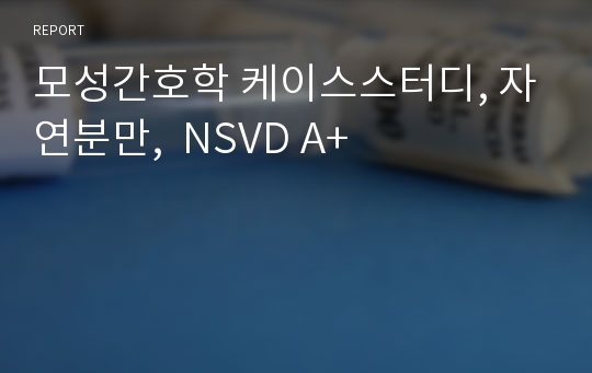 모성간호학 케이스스터디, 자연분만,  NSVD A+