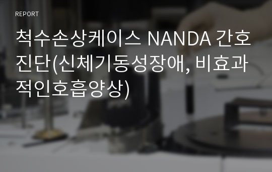 척수손상케이스 NANDA 간호진단(신체기동성장애, 비효과적인호흡양상)