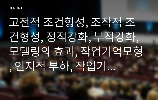 고전적 조건형성, 조작적 조건형성, 정적강화, 부적강화,모델링의 효과, 작업기억모형, 인지적 부하, 작업기억의 한계, 메타인지, 부호화 촉진 방법, 사회적 구성주의,  학습자 공동체 교실, 교실수업을 위한 구성주의 학습이론, 구성주의 수업실천을 위한 제안, 구성주의 수업실천, 메타인지효과, 고전적조건형성 예, 정적강화 예, 부적강화 예