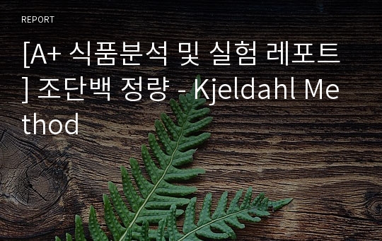 [A+ 식품분석 및 실험 레포트] 조단백 정량 - Kjeldahl Method