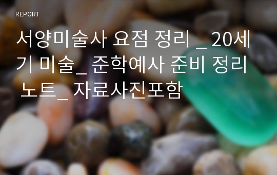 서양미술사 요점 정리 _ 20세기 미술_ 준학예사 준비 정리 노트_ 자료사진포함