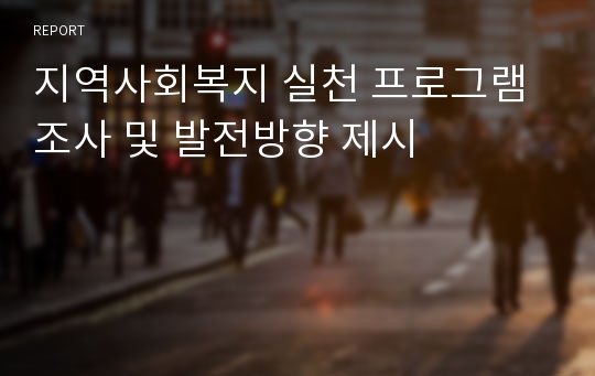 지역사회복지 실천 프로그램 조사 및 발전방향 제시