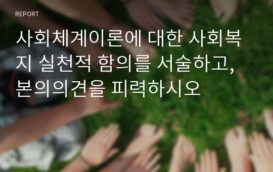 사회체계이론에 대한 사회복지 실천적 함의를 서술하고, 본의의견을 피력하시오