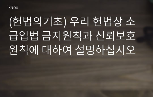 (헌법의기초) 우리 헌법상 소급입법 금지원칙과 신뢰보호원칙에 대하여 설명하십시오