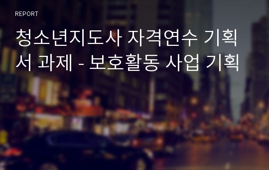 청소년지도사 자격연수 기획서 과제 - 보호활동 사업 기획