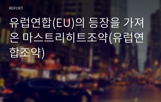 유럽연합(EU)의 등장을 가져온 마스트리히트조약(유럽연합조약)