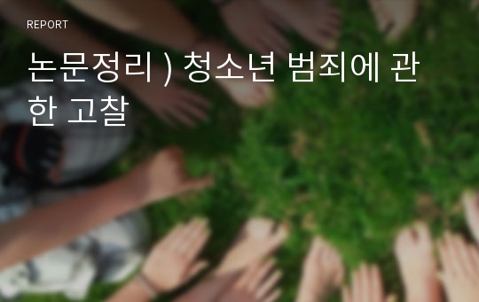 논문정리 ) 청소년 범죄에 관한 고찰