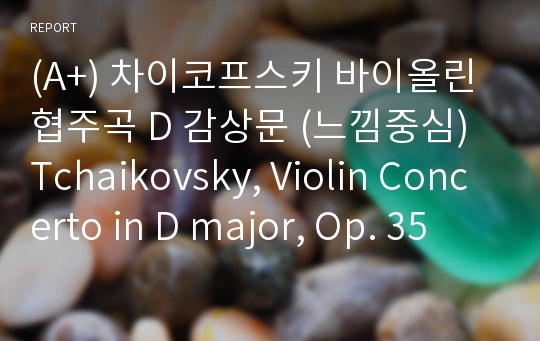 (A+) 차이코프스키 바이올린협주곡 D 감상문 (느낌중심) Tchaikovsky, Violin Concerto in D major, Op. 35