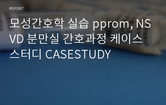 모성간호학 실습 pprom, NSVD 분만실 간호과정 케이스스터디 CASESTUDY