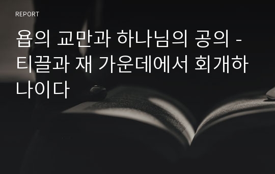 욥의 교만과 하나님의 공의 - 티끌과 재 가운데에서 회개하나이다