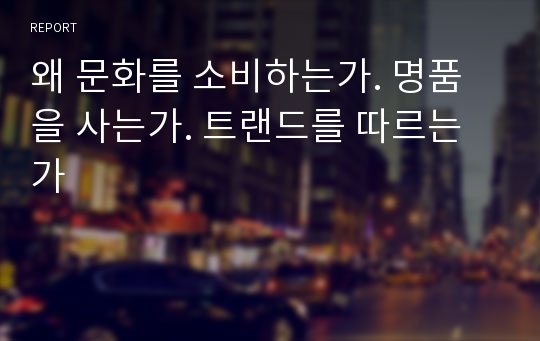 왜 문화를 소비하는가. 명품을 사는가. 트랜드를 따르는가