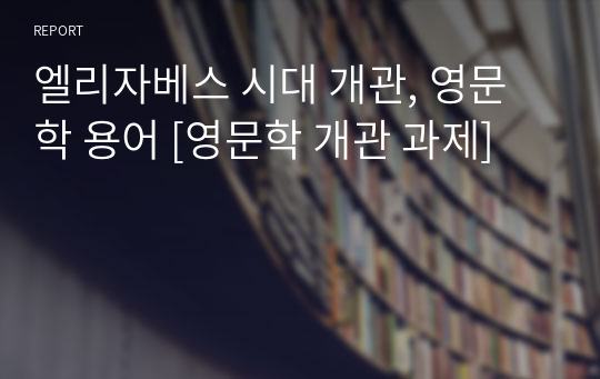 엘리자베스 시대 개관, 영문학 용어 [영문학 개관 과제]