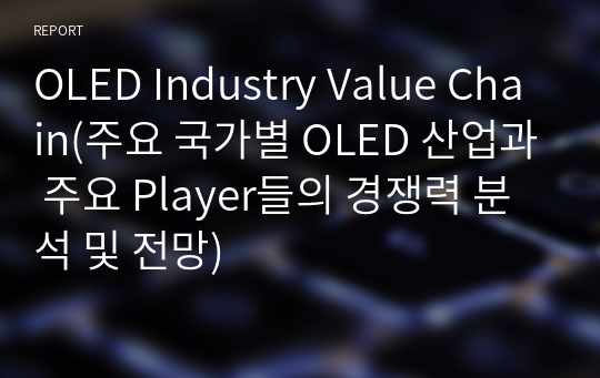 OLED Industry Value Chain(주요 국가별 OLED 산업과 주요 Player들의 경쟁력 분석 및 전망)