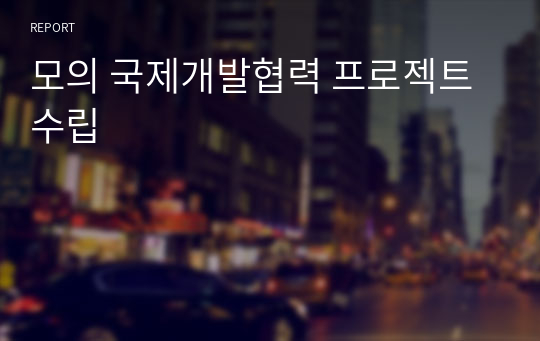 모의 국제개발협력 프로젝트 수립