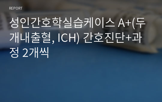 성인간호학실습케이스 A+(두개내출혈, ICH) 간호진단+과정 2개씩