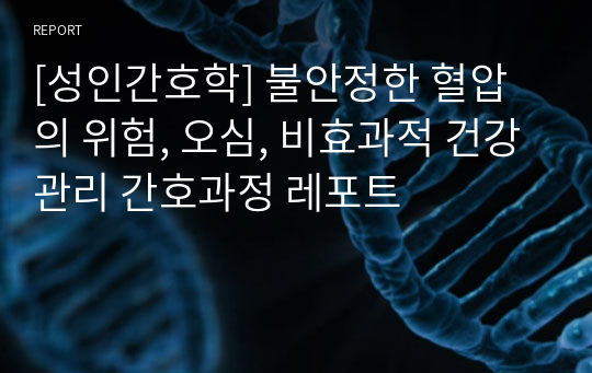 [성인간호학] 불안정한 혈압의 위험, 오심, 비효과적 건강관리 간호과정 레포트