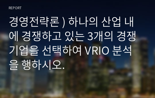 경영전략론 ) 하나의 산업 내에 경쟁하고 있는 3개의 경쟁기업을 선택하여 VRIO 분석을 행하시오.