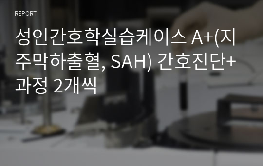 성인간호학실습케이스 A+(지주막하출혈, SAH) 간호진단+과정 2개씩