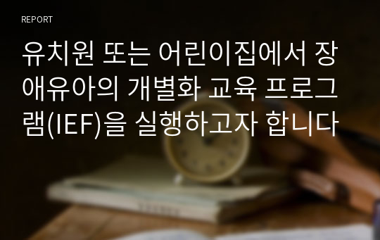 유치원 또는 어린이집에서 장애유아의 개별화 교육 프로그램(IEF)을 실행하고자 합니다