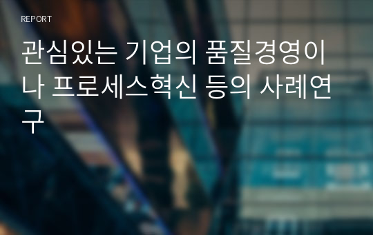 관심있는 기업의 품질경영이나 프로세스혁신 등의 사례연구