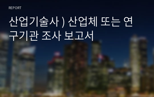 산업기술사 ) 산업체 또는 연구기관 조사 보고서