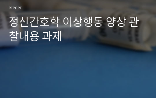 정신간호학 이상행동 양상 관찰내용 과제