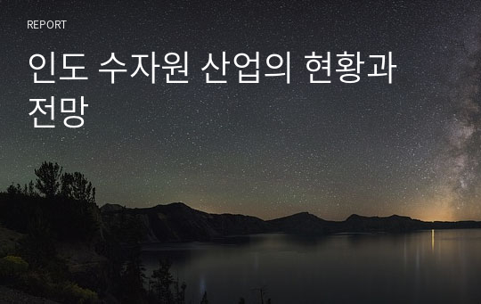 인도 수자원 산업의 현황과 전망