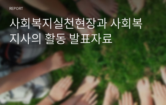 사회복지실천현장과 사회복지사의 활동 발표자료