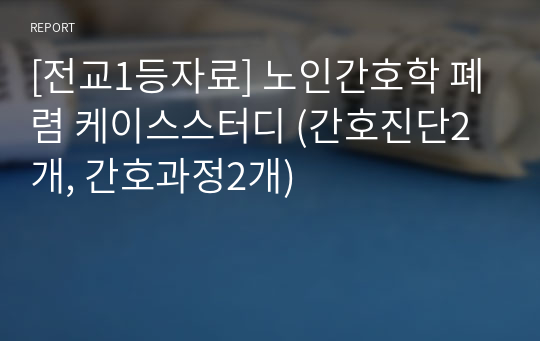 [전교1등자료] 노인간호학 폐렴 케이스스터디 (간호진단2개, 간호과정2개)