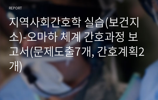 지역사회간호학 실습(보건지소)-오마하 체계 간호과정 보고서(문제도출7개, 간호계획2개)