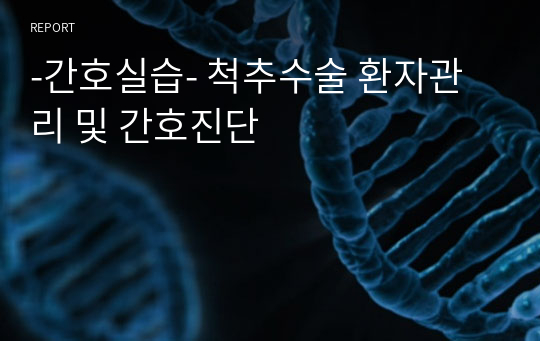 [간호실습] 척추수술 환자관리 및 간호진단