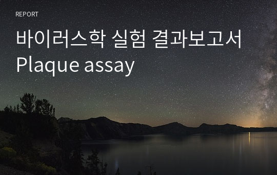 바이러스학 실험 결과보고서 Plaque assay