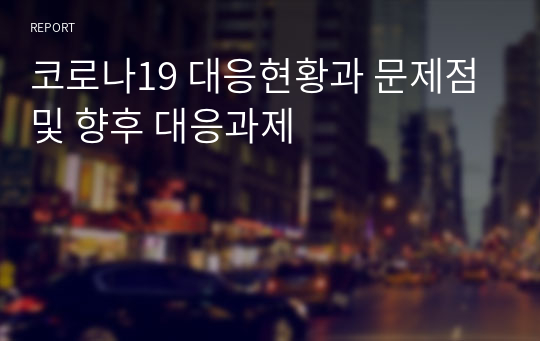 코로나19 대응현황과 문제점 및 향후 대응과제