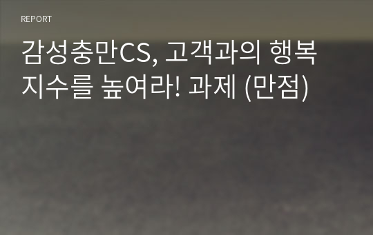 감성충만CS, 고객과의 행복지수를 높여라! 과제 (만점)