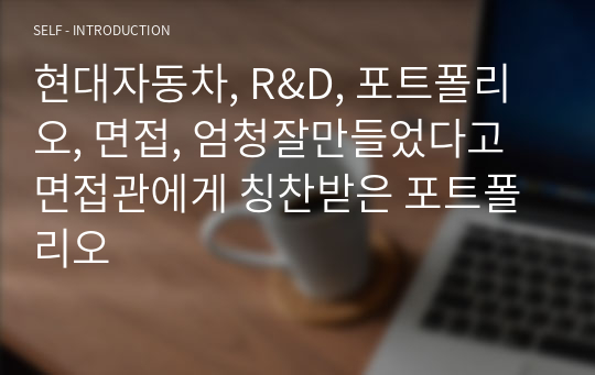 현대자동차, R&amp;D, 포트폴리오, 면접, 엄청잘만들었다고 면접관에게 칭찬받은 포트폴리오