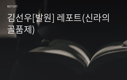 김선우[발원] 레포트(신라의 골품제)